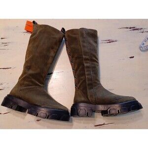 FARM Rio Olive Combat Boots with Orange Accents